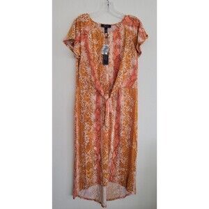 NEW C Wonder By Christian Siriano Python Midi Dress Size Large Hi Low Hem